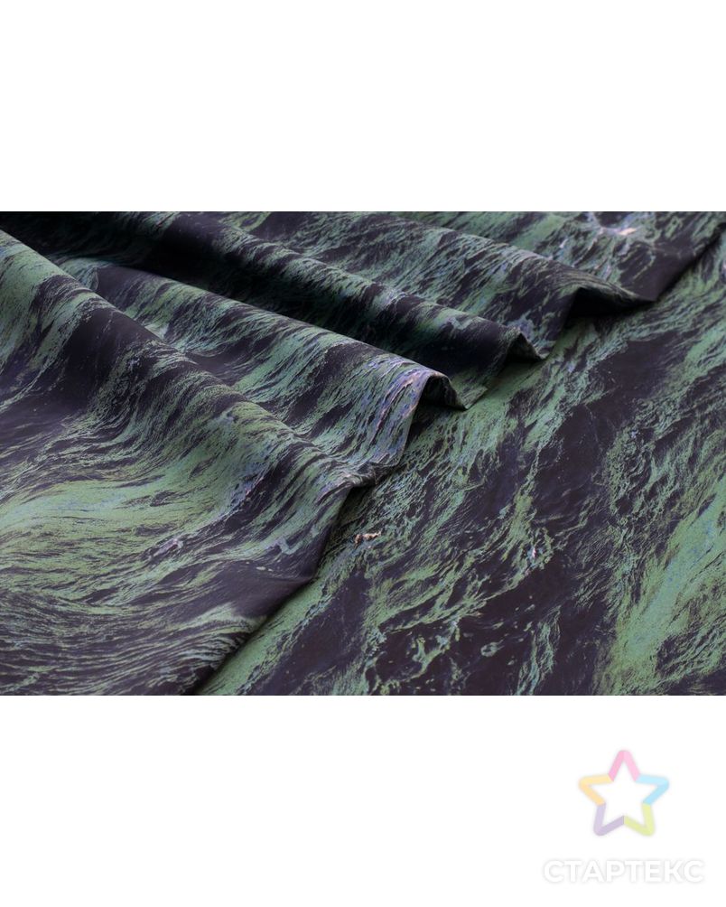 Ткань плащевая с принтом "Океан" , в сине-зеленых тонах арт. ГТ-6197-1-ГТ-29-7952-2-21-1