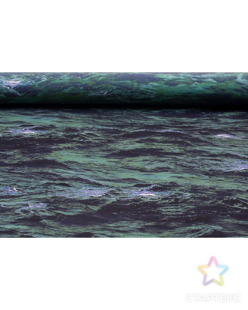 Ткань плащевая с принтом "Океан" , в сине-зеленых тонах арт. ГТ-6197-1-ГТ-29-7952-2-21-1 7