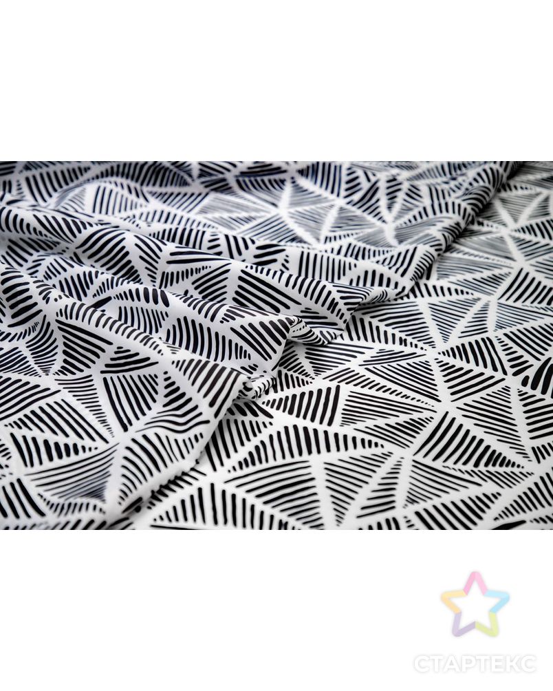 Ткань плащевая с пропиткой, рисунок "абстрактные треугольники", цвет черный-белый арт. ГТ-6533-1-ГТ-29-8311-2-37-3 3