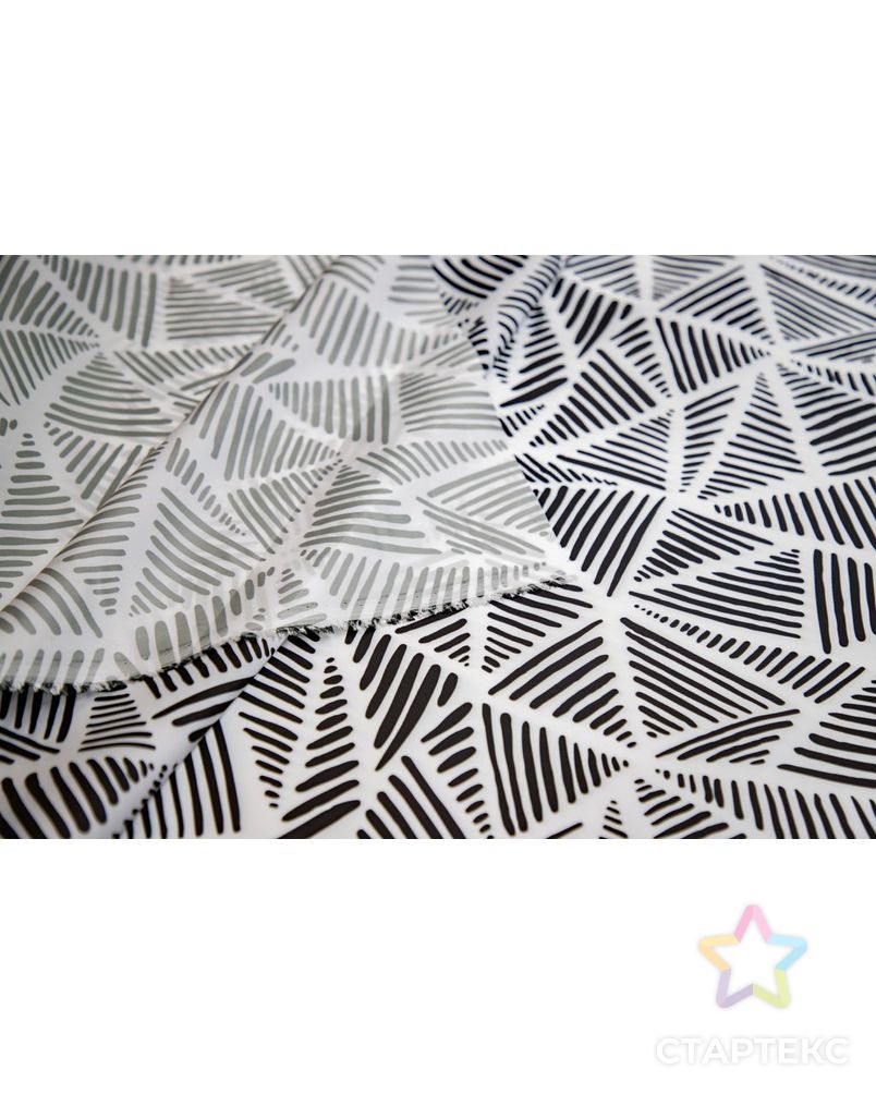 Ткань плащевая с пропиткой, рисунок "абстрактные треугольники", цвет черный-белый арт. ГТ-6533-1-ГТ-29-8311-2-37-3 6