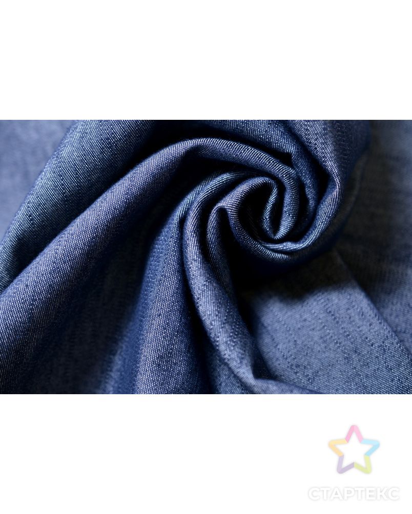 Ткань джинсовая тонкая, цвет синий с продольным перламутровым муаром арт. ГТ-1230-1-ГТ0029515 1