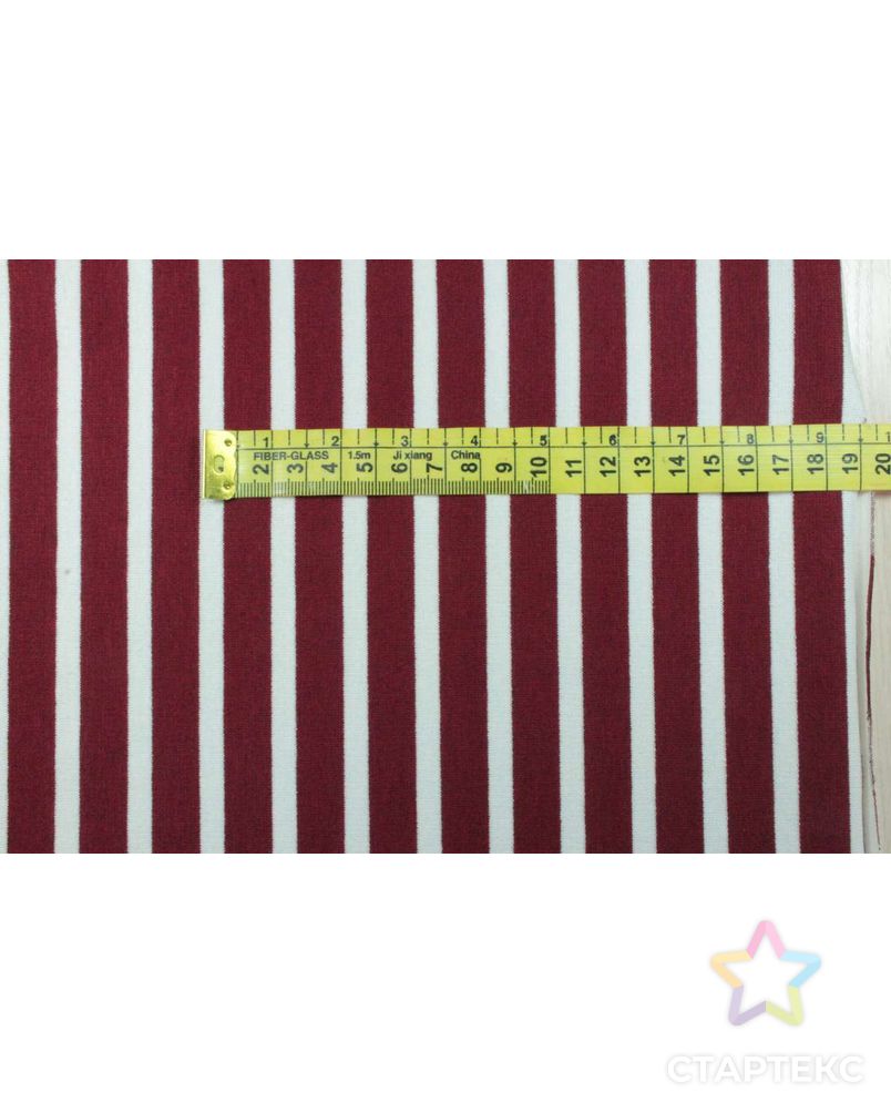 Ткань трикотажная, цвет: на бордовом фоне белая полоска шириной 7мм арт. ГТ-1233-1-ГТ0029551