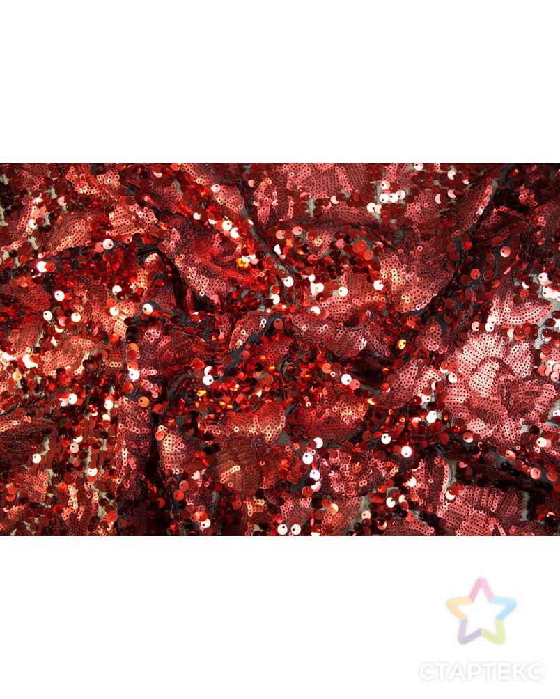 Плательная ткань цвета раскаленной лавы с пайетками арт. ГТ-1248-1-ГТ0029921 2
