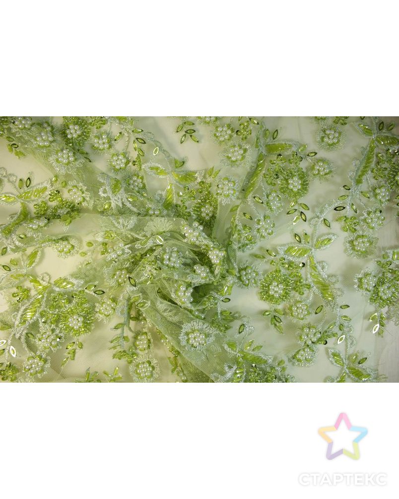 Стеклярус, фестоны с двух сторон, цвет зеленого дайкири арт. ГТ-1257-1-ГТ0029988