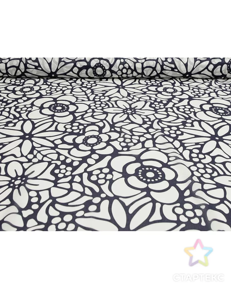 Принтованный батист "Сине-белые цветы" арт. ГТ-9560-1-ГТ3-11458-10-21-1 - рис. 4