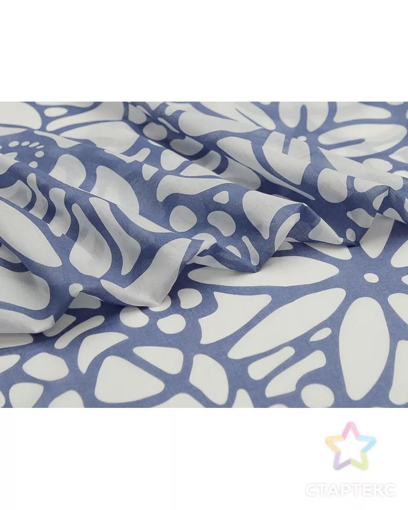 Принтованный батист "Бело-голубые цветы" арт. ГТ-9561-1-ГТ3-11459-10-21-1 - рис. 3