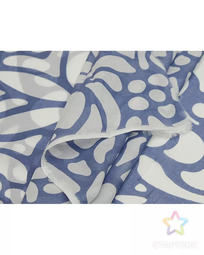Принтованный батист "Бело-голубые цветы" арт. ГТ-9561-1-ГТ3-11459-10-21-1 - рис. 5