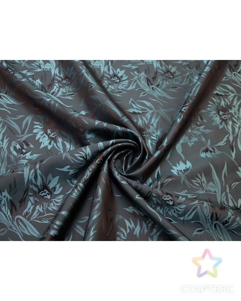 Ткань подкладочная жаккардовая с цветами, цвет  розово-голубой арт. ГТ-8422-1-ГТ-31-10279-10-38-1 1
