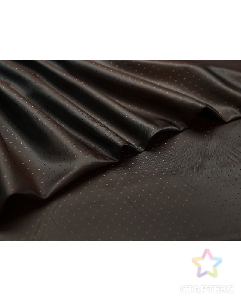 Ткань подкладочная жаккардовая шоколадного цвета в горошек арт. ГТ-4715-1-ГТ-31-6318-9-14-1 3
