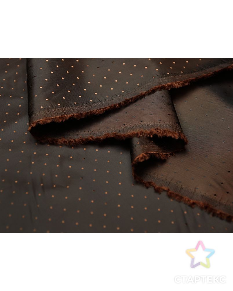 Ткань подкладочная жаккардовая шоколадного цвета в горошек арт. ГТ-4715-1-ГТ-31-6318-9-14-1 5