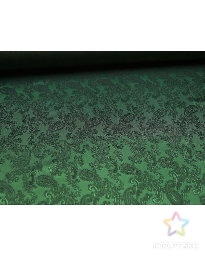 Ткань подкладочная жаккардовая зеленого цвета с огуречным принтом арт. ГТ-4722-1-ГТ-31-6325-8-10-1 4