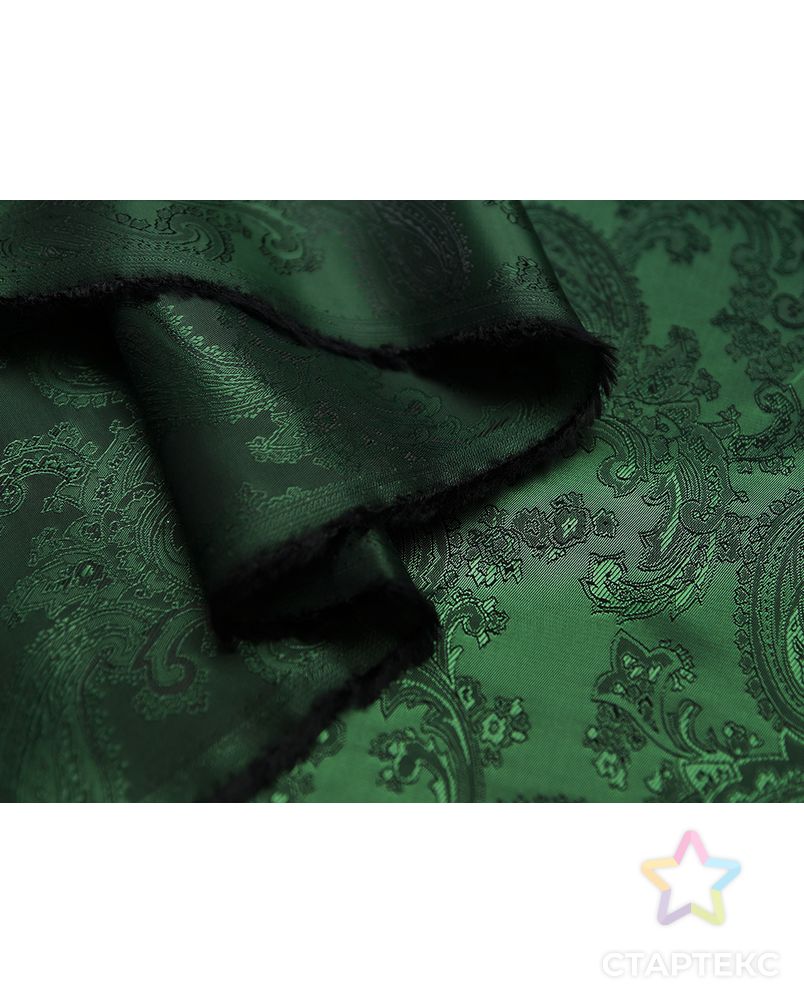Ткань подкладочная жаккардовая зеленого цвета с огуречным принтом арт. ГТ-4722-1-ГТ-31-6325-8-10-1 6