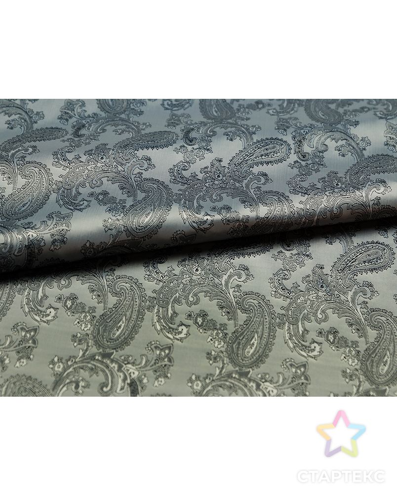 Подкладочная жаккардовая ткань черно-серебристого цвета с огуречным принтом арт. ГТ-4728-1-ГТ-31-6328-8-28-1