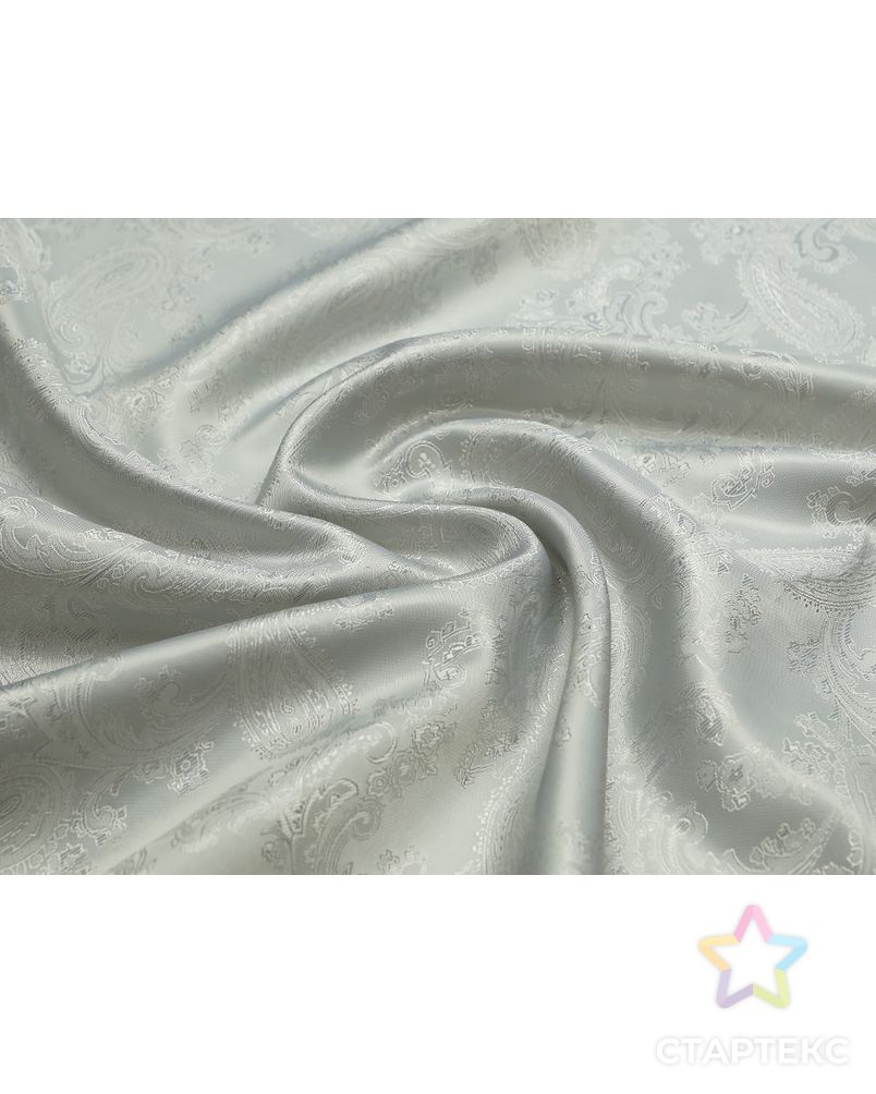 Подкладочная жаккардовая ткань серебристого цвета с огуречным принтом арт. ГТ-4729-1-ГТ-31-6329-8-28-1 1