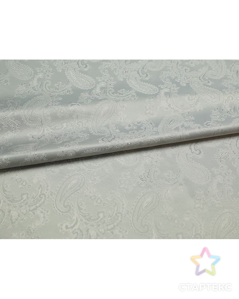Подкладочная жаккардовая ткань серебристого цвета с огуречным принтом арт. ГТ-4729-1-ГТ-31-6329-8-28-1 2