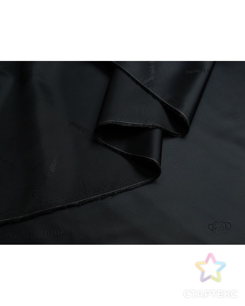 Ткань подкладочная жаккардовая черного цвета с рисунком "короны" арт. ГТ-5324-1-ГТ-31-7050-2-38-1 3