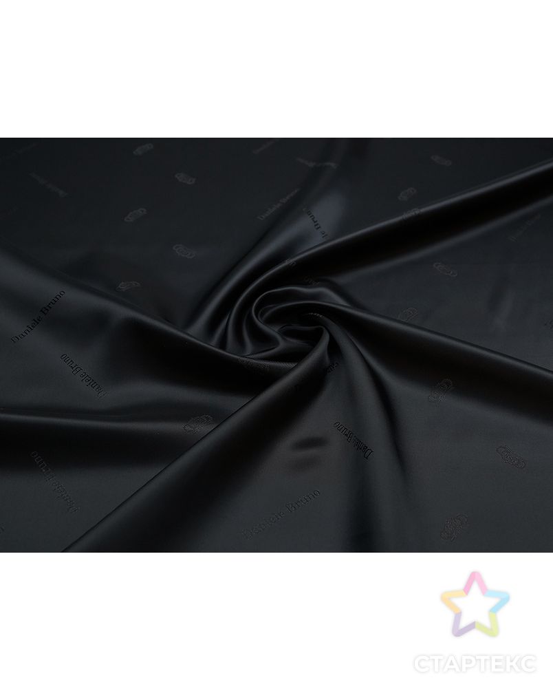 Ткань подкладочная жаккардовая черного цвета с рисунком "короны" арт. ГТ-5324-1-ГТ-31-7050-2-38-1 6