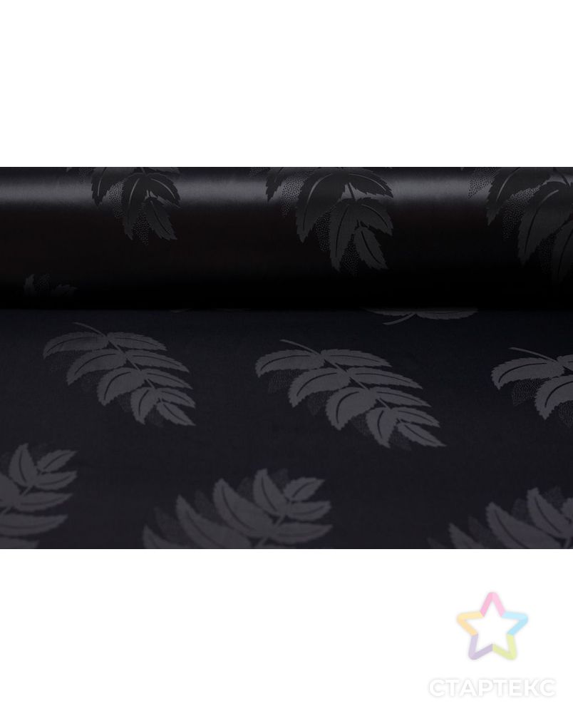 Ткань подкладочная жаккардовая с рисунком "Листья", черного цвета арт. ГТ-6107-1-ГТ-31-7907-11-38-1 2