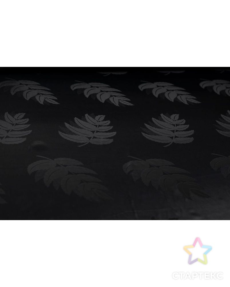Ткань подкладочная жаккардовая с рисунком "Листья", черного цвета арт. ГТ-6107-1-ГТ-31-7907-11-38-1 5