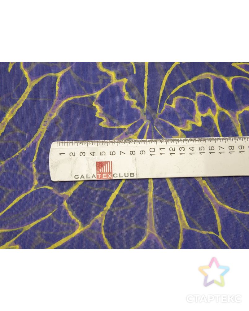 Сетка с принтом "неоновые цветы", цвет лимонно-фиолетовый арт. ГТ-8482-1-ГТ-33-10372-10-21-1 6