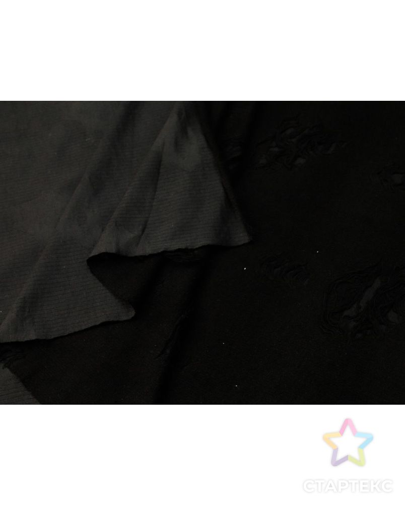 Трикотаж с рваным эффектом, цвет черный арт. ГТ-8777-1-ГТ-36-10682-1-38-1 5