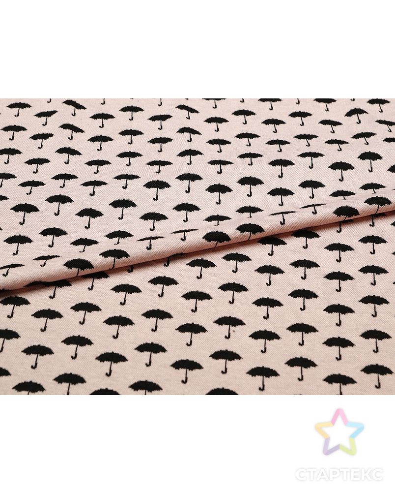 Трикотаж, черные зонтики на розовом фоне арт. ГТ-4707-1-ГТ-36-6308-2-26-2 2