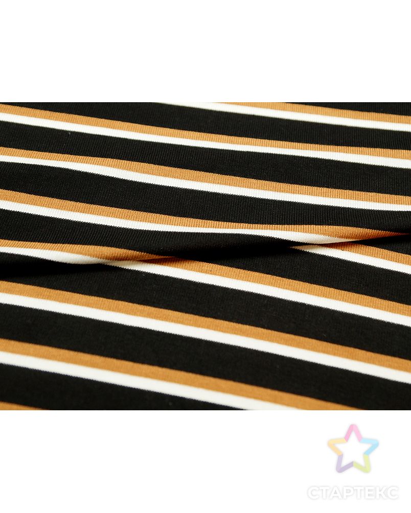 Тонкий вискозный трикотаж в полоску черного, коричневого и белого цвета арт. ГТ-4737-1-ГТ-36-6337-3-21-1 2