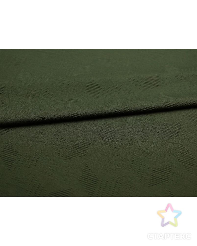 Плотный трикотаж текстурным рисунком шеврон цвета темный хаки арт. ГТ-5049-1-ГТ-36-6689-14-36-1