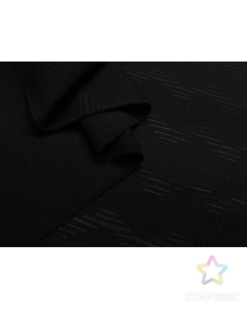 Трикотаж с текстурой "треугольники", черный цвет арт. ГТ-5411-1-ГТ-36-7128-14-38-1 6