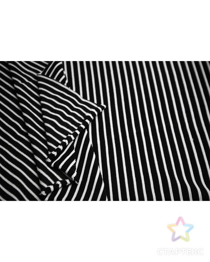 Трикотаж в горизонтальную полоску, черно-белый цвет арт. ГТ-6926-1-ГТ-36-8767-3-37-3 5