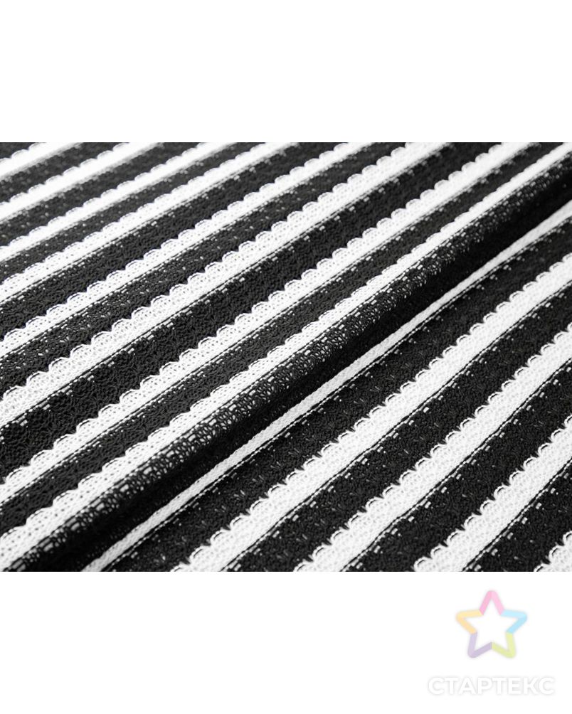 Трикотаж вязанный в ажурную полоску, цвет черно-белый арт. ГТ-7588-1-ГТ-36-9458-3-37-3 2