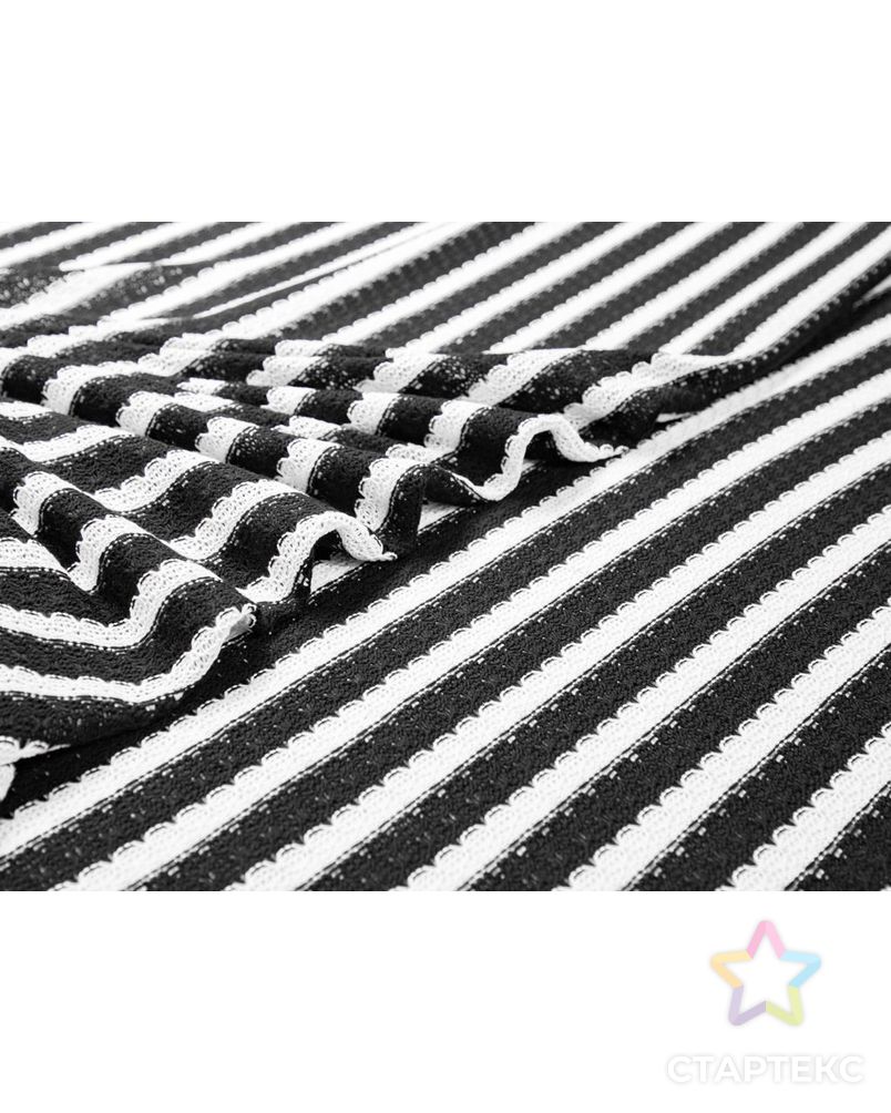 Трикотаж вязанный в ажурную полоску, цвет черно-белый арт. ГТ-7588-1-ГТ-36-9458-3-37-3 3