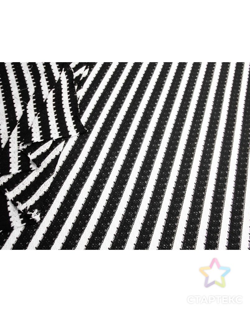 Трикотаж вязанный в ажурную полоску, цвет черно-белый арт. ГТ-7588-1-ГТ-36-9458-3-37-3 5