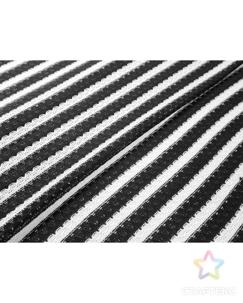 Трикотаж вязанный в ажурную полоску, цвет черно-белый арт. ГТ-7588-1-ГТ-36-9458-3-37-3 6