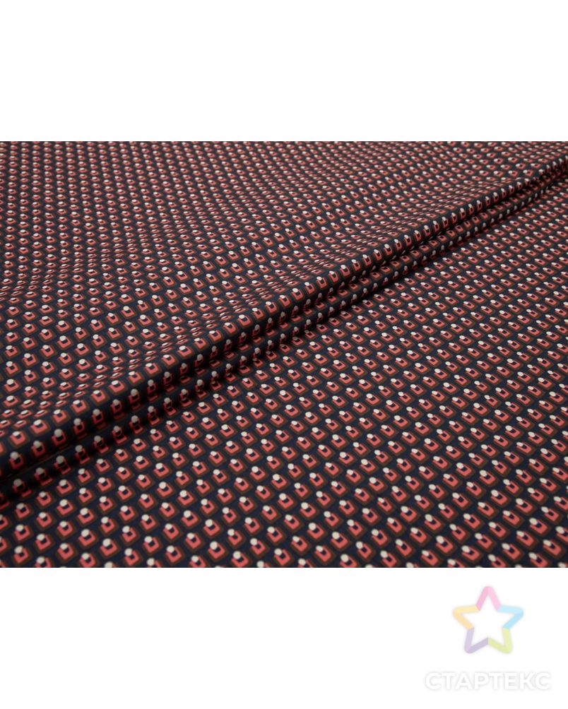Костюмно-плательный хлопок c мелким геометрическим рисунком, шоколадно-розовый на темно-синем фоне арт. ГТ-8426-1-ГТ-38-10290-14-21-1 2