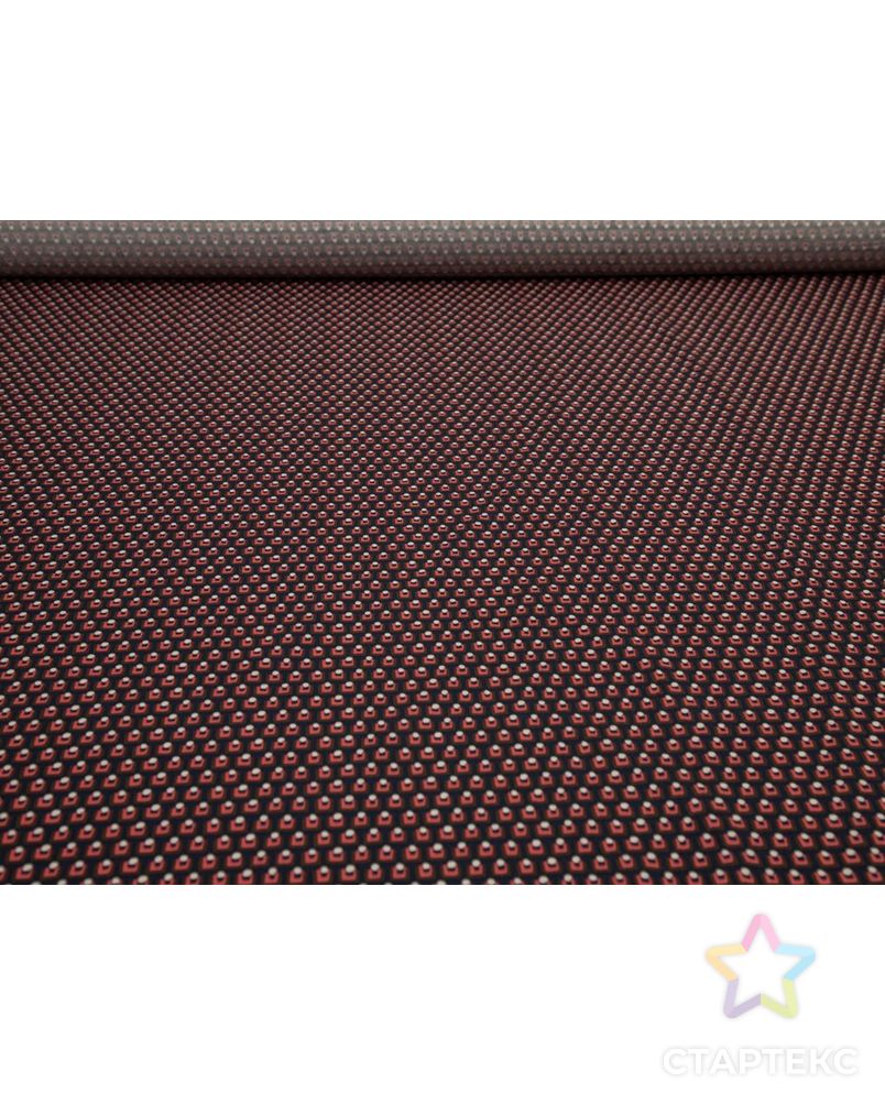 Костюмно-плательный хлопок c мелким геометрическим рисунком, шоколадно-розовый на темно-синем фоне арт. ГТ-8426-1-ГТ-38-10290-14-21-1 4