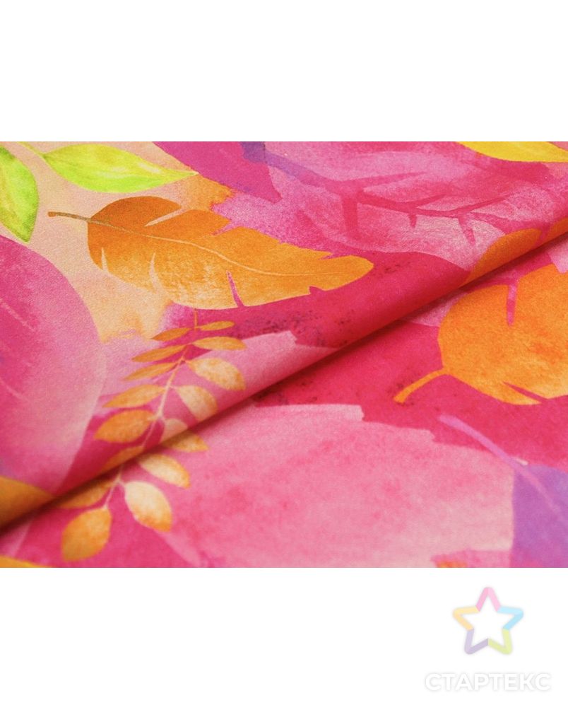 Рубашечно-плательный хлопок с рисунком "Яркие листья", в оранжево-розовом цвете арт. ГТ-8750-1-ГТ-38-10657-11-21-1 6