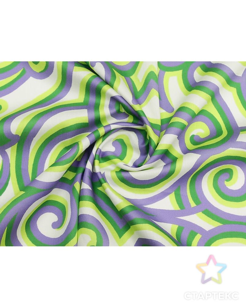 Рубашечно-плательный хлопок с рисунком "Завитушки", в сиренево-зеленом цвете арт. ГТ-8778-1-ГТ-38-10674-8-21-1 1