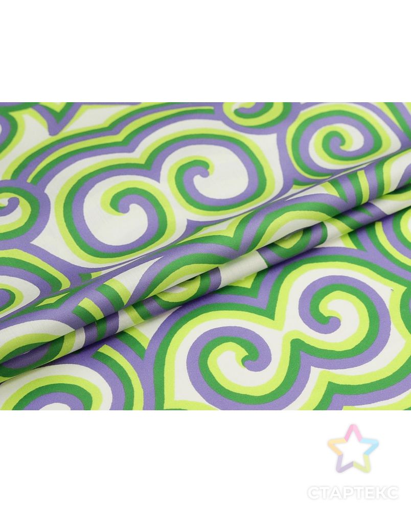 Рубашечно-плательный хлопок с рисунком "Завитушки", в сиренево-зеленом цвете арт. ГТ-8778-1-ГТ-38-10674-8-21-1 2