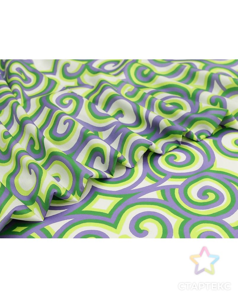 Рубашечно-плательный хлопок с рисунком "Завитушки", в сиренево-зеленом цвете арт. ГТ-8778-1-ГТ-38-10674-8-21-1 3