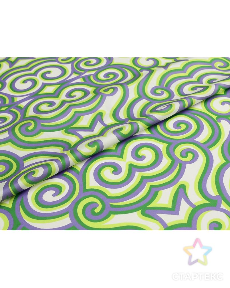 Рубашечно-плательный хлопок с рисунком "Завитушки", в сиренево-зеленом цвете арт. ГТ-8778-1-ГТ-38-10674-8-21-1 6