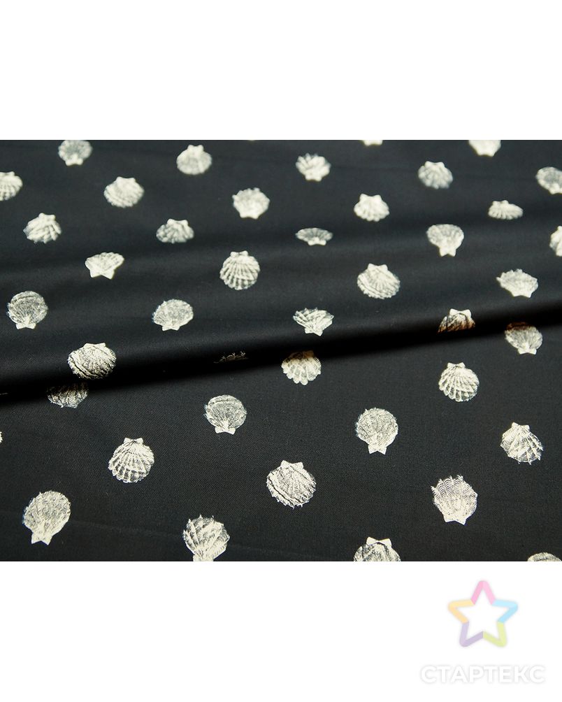 Костюмно-плательная ткань с бежевыми ракушками на черном фоне арт. ГТ-5076-1-ГТ-38-6736-13-37-1