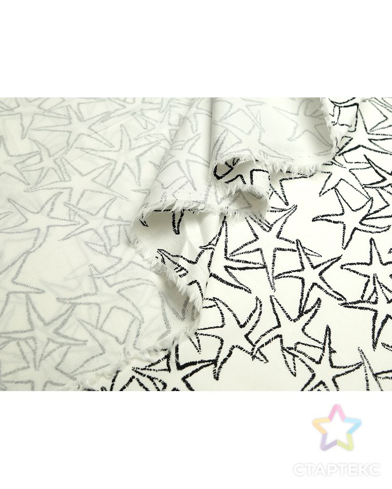 Хлопковая ткань черно-белого цвета с морскими звездами арт. ГТ-5101-1-ГТ-38-6772-2-37-1 2