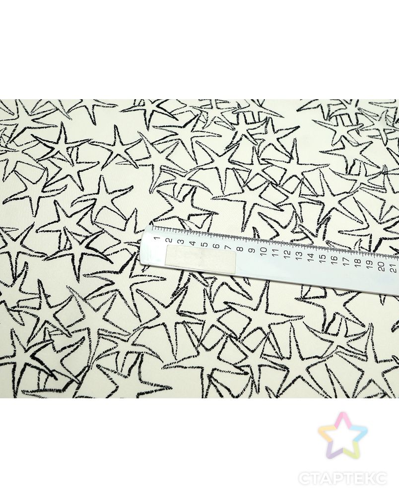 Хлопковая ткань черно-белого цвета с морскими звездами арт. ГТ-5101-1-ГТ-38-6772-2-37-1 6