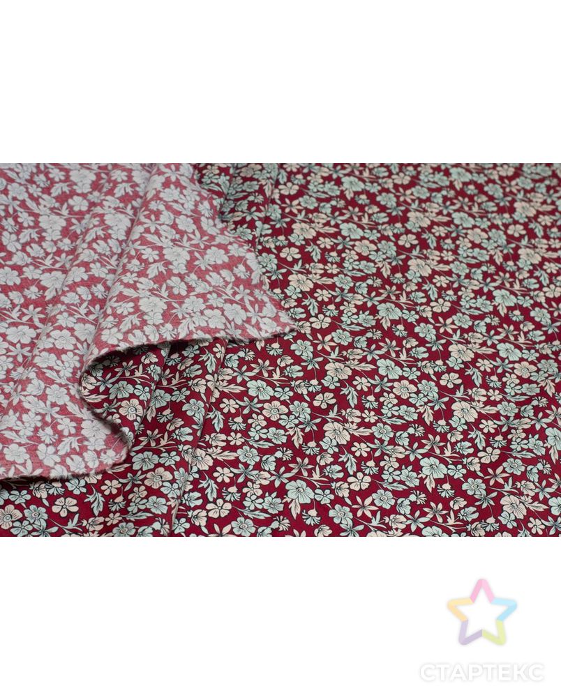 Блузочно-плательный хлопок с небольшими цветочками на бордовом фоне арт. ГТ-6073-1-ГТ-38-7820-10-21-1 4