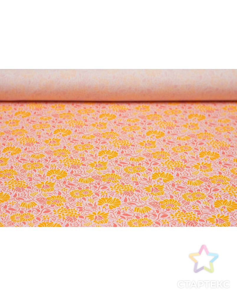 Костюмно-плательный хлопок с цветочным рисунком, оранжево-лиловый цвет арт. ГТ-6074-1-ГТ-38-7825-10-21-1 3