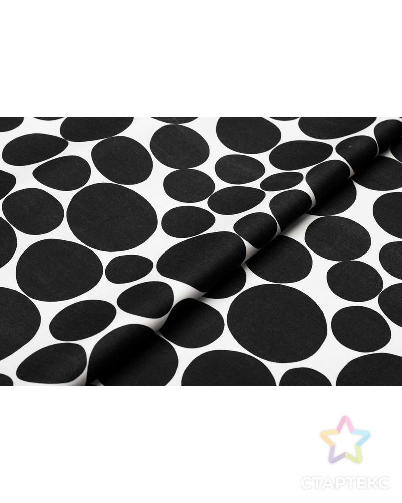 Костюмно-плательный хлопок с крупным черным горохом на белом фоне арт. ГТ-6210-1-ГТ-38-7968-9-37-1