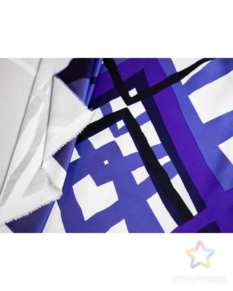 Хлопок рубашечно-плательный с геометрическим рисунком, сине-белый цвет арт. ГТ-7368-1-ГТ-38-9054-14-21-1 5