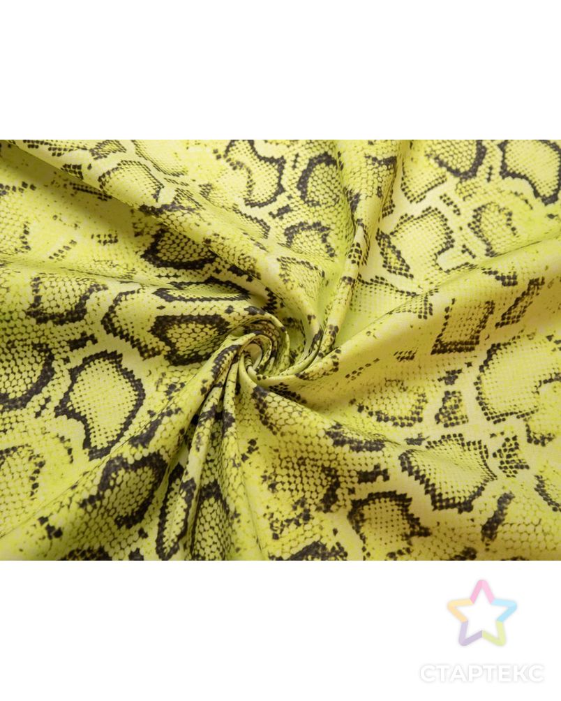 Хлопок рубашечно-плательный с рисунком "Рептилия" с лампасом по одному краю, цвет желто-зеленый арт. ГТ-7391-1-ГТ-38-9251-13-21-1 1