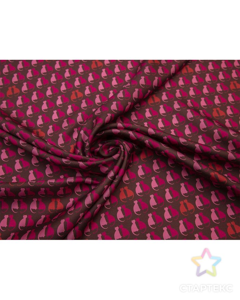 Блузочно-плательный шелк твил с рисунком "Кошечки", в розовых тонах арт. ГТ-8339-1-ГТ-39-10206-13-21-1 1